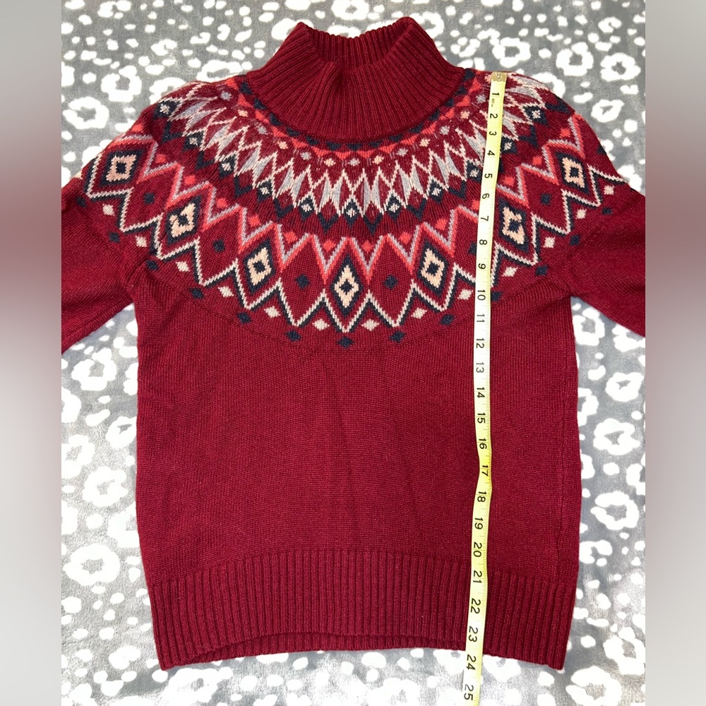 Sherpa Adventure Gear Fair Isle Turtleneck Sweater Red Nordic Knit Small - Picture 11 of 13